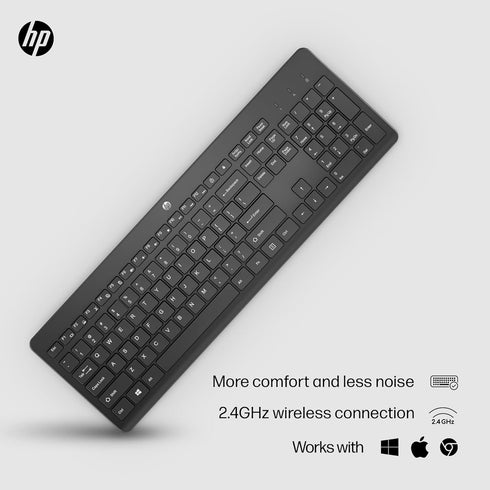 HP 230 Wireless Keyboard - Wireless Connection - Low-Profile, Quiet Design - Windows & Mac OS - Laptop, PC Compatible - Shortcut Keys & Number Pad - Long Battery Life (?3L1E7AA#ABA),Black by HP