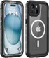 iPhone 15 Plus Case, Waterproof Shockproof IP68 with Built-in Screen Protector and Magnetic Ring, Black