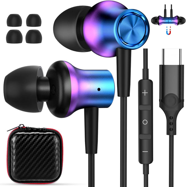 USB C Headphone for iPhone 15 Pro Max, Samsung S24 Plus, Google Pixel 6a 6 7a 8a Type C Earphone, Noise Canceling