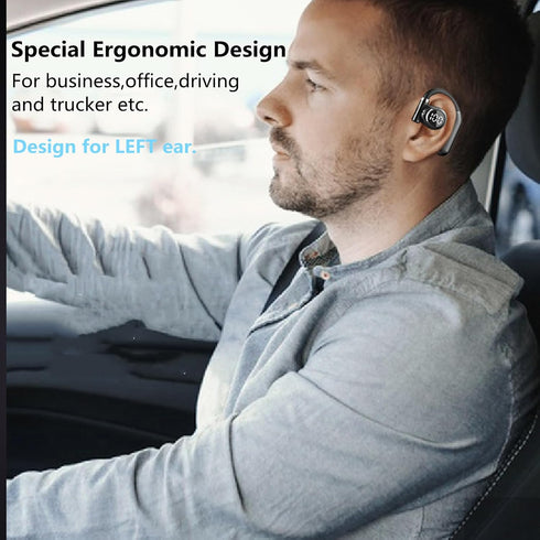 Single Ear Bluetooth Headset, 5.3 Wireless Earpiece with Built-in Mic Battery Display for Cell Phone Computer