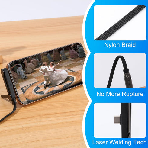 Linyuant 2 1 240W 240W Sideways Phone Charger, in Invisible Holder Charger Cable, Braided Fast Charge Cable