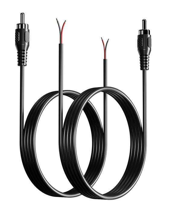 RCA to Bare Wire Speaker Cable 2 Pack, Bare Wire Cables to RCA Plugs Adapter for Speakers Amplifier Audio Video AV