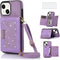 Asuwish iPhone 13 Case: 6.1" Wallet Cover, Card Holder, Tempered Glass Protector, Leather Bling, Purple for Women.