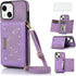 Asuwish iPhone 13 Case: 6.1" Wallet Cover, Card Holder, Tempered Glass Protector, Leather Bling, Purple for Women.