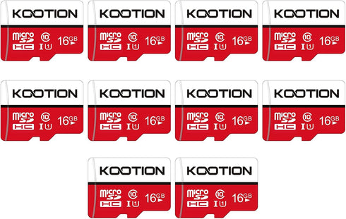 KOOTION 16GB Micro SD Card Class-10 UHS-I High Speed TF Card - 10 Pack Memory Card 16 gb R Flash C10 U1