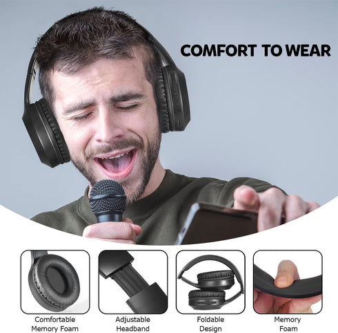 Bluetooth Headphones Over Ear, 68H Playtime, 3 EQ Music Modes, Wireless Headphones with Microphone, Deep Bass