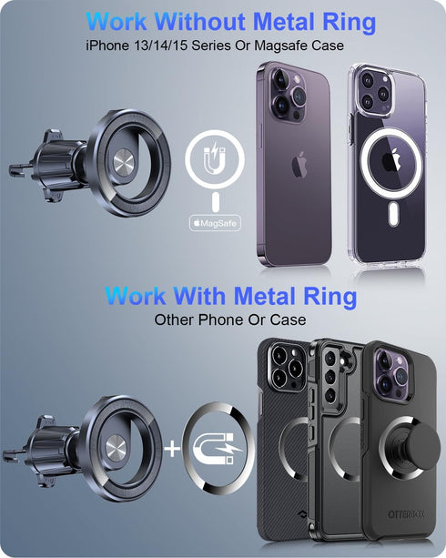 OQTIQ MagSafe Vent Phone Mount, Round Vent Magnetic Phone Holder for Car