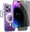 for iPhone 14 Pro Max (5 in 1) MagSafe Shockproof Anti-Drop Cover Case with Anti-Spy Glass Screen Protector, Clear
