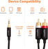 Amazon Basics 3.5 Aux to 2 x RCA Adapters, 4 Feet/1.2 m Audio Cable for Amplifiers, Active Speakers, Black