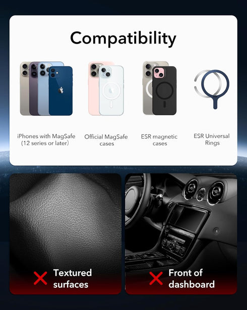 ESR for MagSafe Car Mount, Foldable Dashboard/Tesla Magnetic Car Mount, Tesla Touchscreen Phone Holder Mount, for