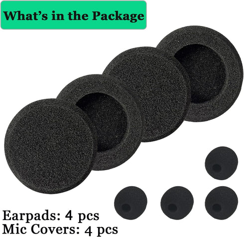 Ear Cushions for Jabra Headset Replacement Foam Earpads for Jabra PRO 920 9450 Biz 1500 1900 2400 (4 Pack)