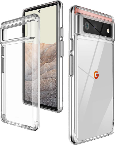 Military-Grade Case for Google Pixel 6 with Tempered Glass Screen Protector, Anti-Scratch & Reinforced Bumpers -