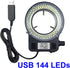 USB LED Ring Light Illuminator, 144 64 LED White Adjustable Lamp for Industry Monocular Binocular Trinocular Stereo Video Lens Microscope & Camera (USB 144 LEDs)…