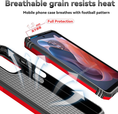 SunStory Moto G Play 2024 Case, Red with HD Screen Protector & Slide Camera Cover & Kickstand