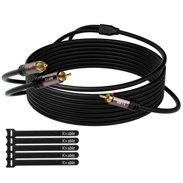 RCA Y-Adapter Splitter Cable, 75 Feet, 1 RCA Male to 2 RCA Male Stereo Audio Subwoofer Cable, 24K Gold Plated