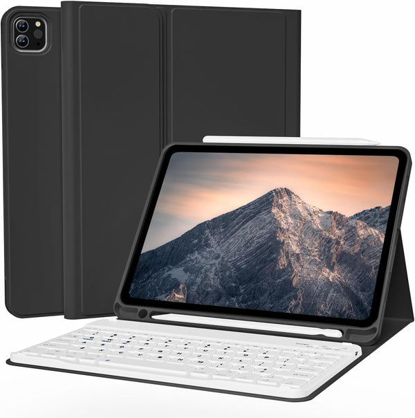 Keyboard Case for iPad Pro 11 Inch 4th/3rd/2nd Gen, Detachable Wireless Bluetooth Keyboard & Flip Stand Case, Black