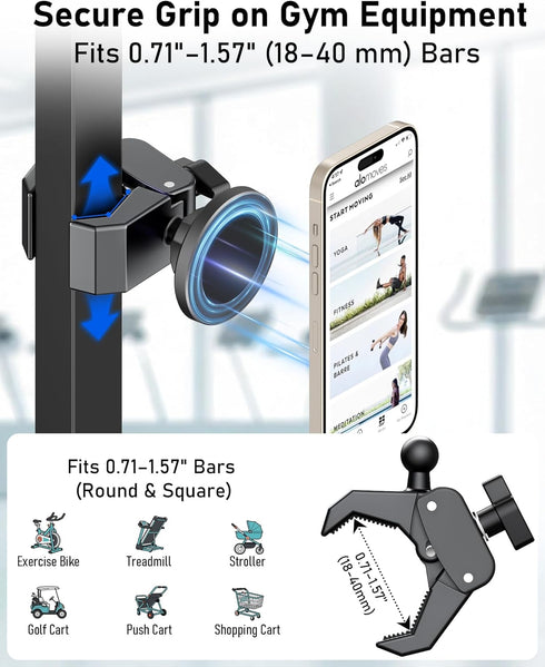 NINEFATICS 20X N52 360 45 1217 Phone Holder for Peloton Bike, Magnetic Phone Mount Clamp, Magnets, Rotate & Tilt