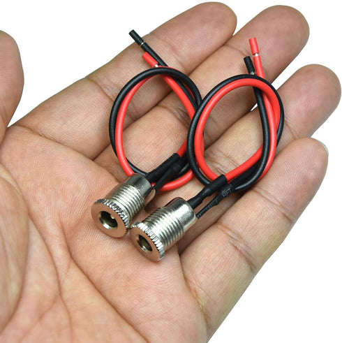 FILSHU 5.5 x 2.1 MM DC Power Jack Socket - Threaded Female Mount Connector Adapter with 15CM 18AWG Cable