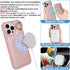 iPhone 15 pro max case with Card Holder, iPhone 15 pro max Phone Case Wallet for Women magsafe Compatible Wallet Detachable 2-in-1 for Men-Pink