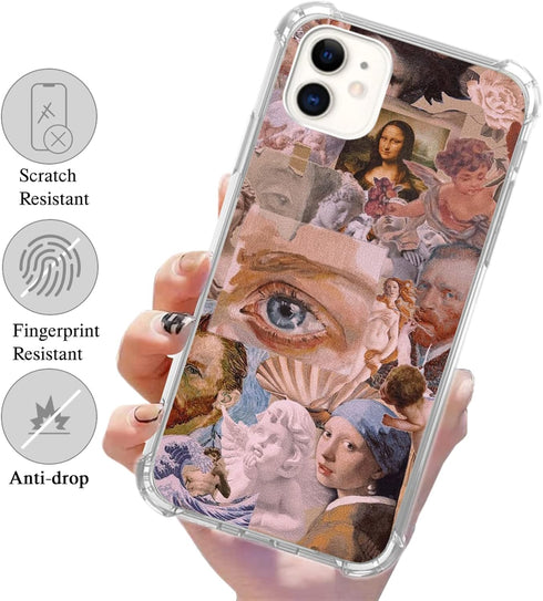 Aesthetic Iconic Painting Art Case for iPhone 11, Renaissance Old Painting Collage TPU Bumper Cover for Teens Men Women