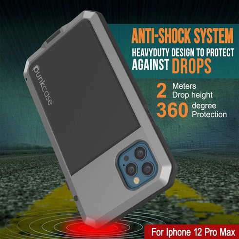 Punkcase for iPhone 12 Pro Max - Heavy Duty Military Grade Armor Metal Case, Shock Proof Hard Aluminum & TPU Design.