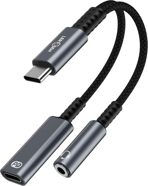 USB C to 3.5mm Headphone and Charger Adapter, 2-in-1 Dongle Cable for Galaxy S22 S21 S20 Ultra Note 20 10