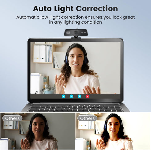 cbeyook 4K 90 Basic Autofocus Webcam, Wide Angle Computer Camera with Adjustable Monitor Clip, Built-in Mic & Plug