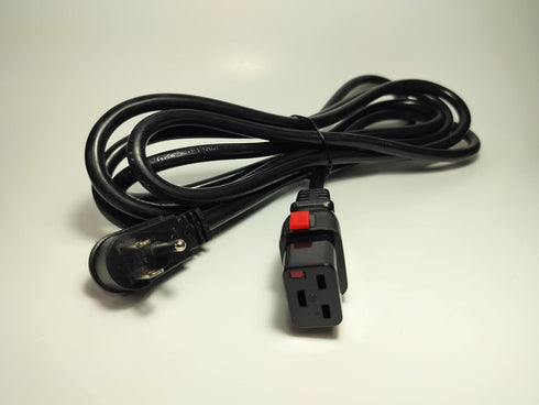 Generic IEC320-C19 14AWG, 5-15P 10ft Locking Power Cord, Flat Plug, Heavy Duty, SJTOW Cable for Appliances, Data