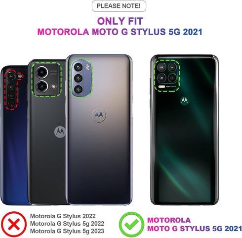 LeYi Military-Grade Moto G Stylus 5G Phone Case 2021 with Magnetic Ring Kickstand & 2 Tempered Glass Protectors - Black