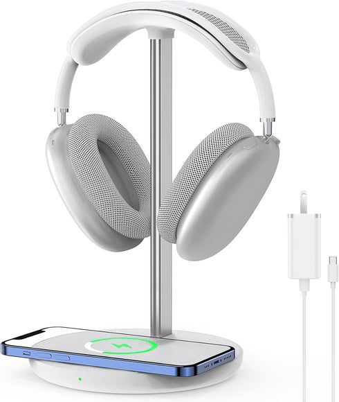 Headphone Stand with Wireless Charger, Gaming Headset Holder Hanger Rack 2 IN 1 Wireless Charging Station Dock for