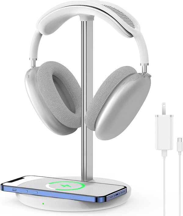 Headphone Stand with Wireless Charger, Gaming Headset Holder Hanger Rack 2 IN 1 Wireless Charging Station Dock for