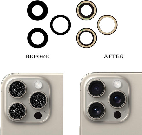3pcs/Set Rear Camera Lens Replacement for iPhone 15 Pro Max with Pre-Installed Adhesive, Repair Tool Kit & Anti-Lens