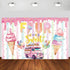 xuanflyF Ice Cream 4th Birthday Party Decoration, Ice Cream 4th Birthday Backdrop Banner,