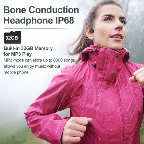 Generic Swimming,IP68 5.4, 32GB Swimming Bone Conduction Headphones Waterproof,Bluetooth Built-in TF Headphones