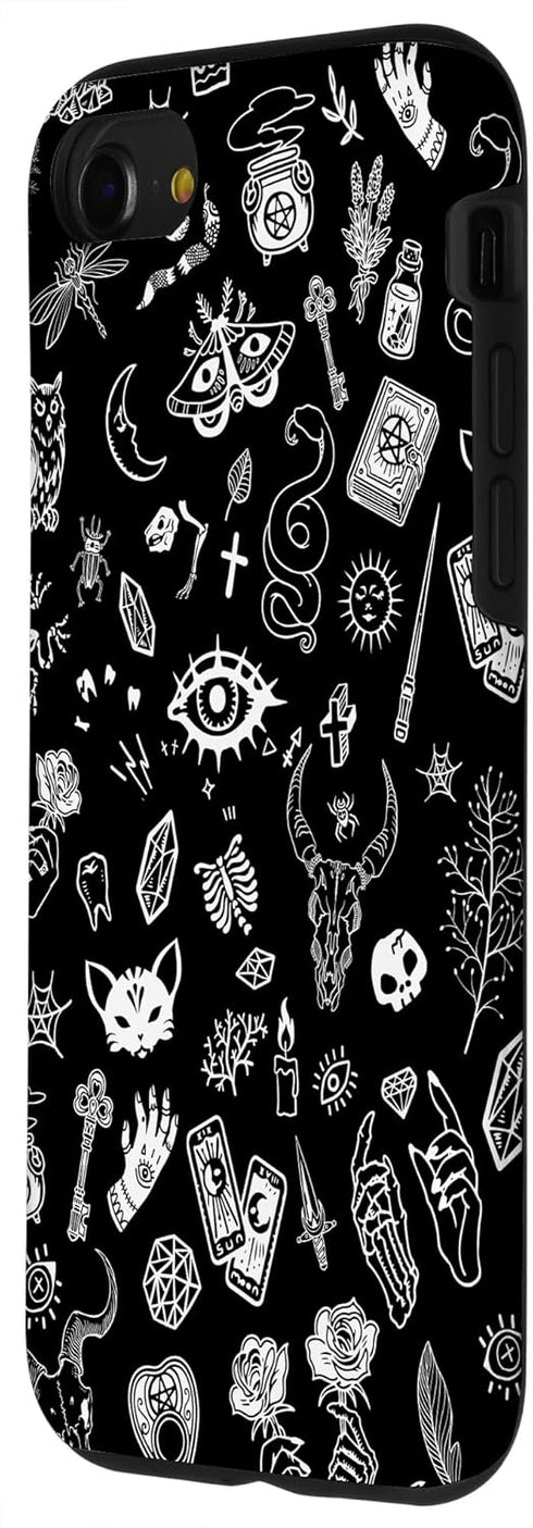 iPhone SE (2020) / 7 / 8 Witchy Gothic Black Case, Spiritual Magic Wicca Mystic Witchcraft Design