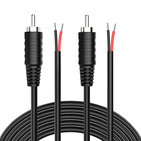 Pixelman 18AWG 6ft RCA Plug Speaker Wire, 2Pcs, RCA Male Plug to Bare Wire, Audio Adapter Cable for Stereo Speakers