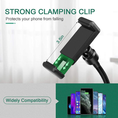 Adjustable Gooseneck Cellphone Holder, Overhead Phone Mount, Table Top Teaching Online Stand for Live Streaming, Online