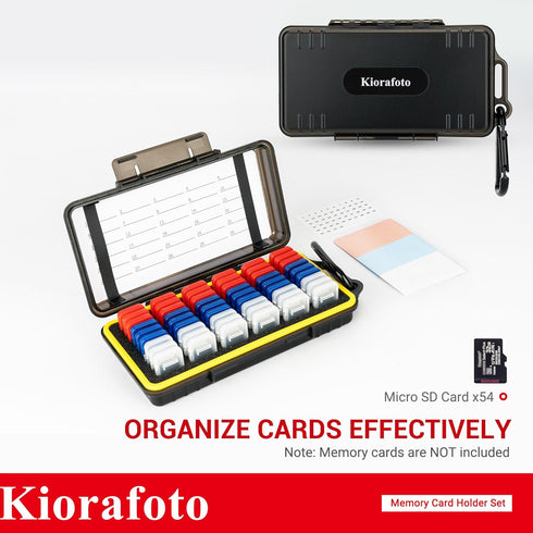 Dual Protect Micro SD Card Case - Water-Resistant Anti-Shock Organizer with 54 PCS Clear Memory Card Holders