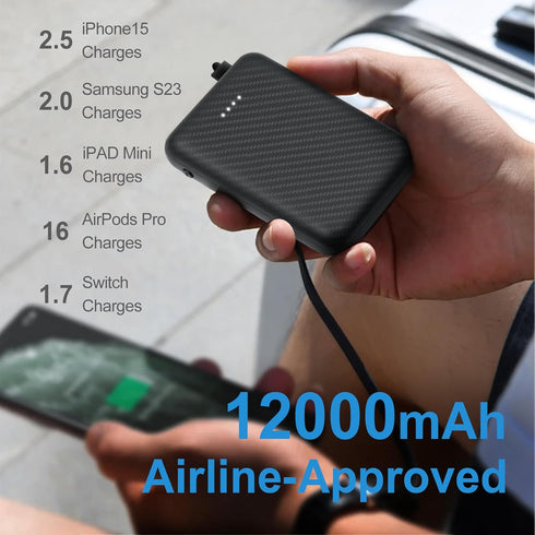 12000mAh Battery Pack for Heated Vest - 5V 2A Power Bank for Heated Jacket and Heated Hoodie,USB C Portable Charger Powerbank Compatible with iPhone iPad Samsung Tablet etc