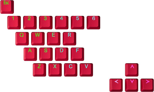 Rubberized Keycap Set, Double Shot Translucent, ABS + TPR, OEM Profile for Mechanical Gaming Keyboard, Red, 23 Keys