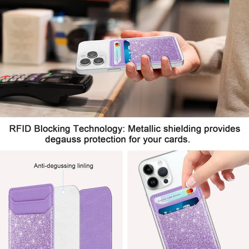 Self Adhesive Card Holders for Back of Phone, Leather RFID Wallet Pockets Stick On, Credit Card Holders Sleeve for