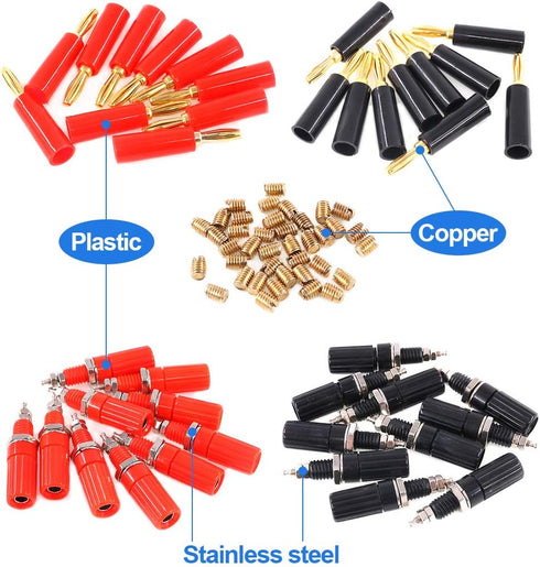 Glarks 40pcs Black and Red 4mm Banana Speaker Wire Cable Screw Plugs with Amplifier Connectors