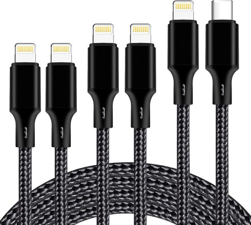 Cugunu 5-Pack USB C to Lightning Cable, MFi Certified, Fast Charging, 3/3/6/6/10FT for iPhone 14/13/12/11/XS/XR/X/8 -