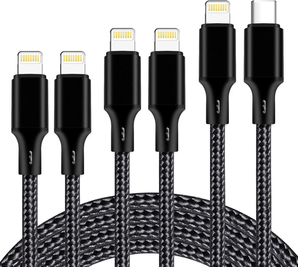 Cugunu 5-Pack USB C to Lightning Cable, MFi Certified, Fast Charging, 3/3/6/6/10FT for iPhone 14/13/12/11/XS/XR/X/8 -