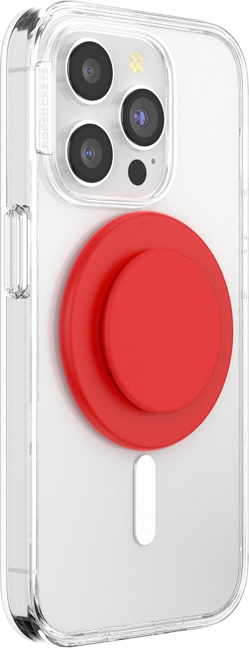 PopSockets Round Phone Grip Compatible with MagSafe, Adapter Ring Included, Wireless Charging Compatible - Basic Rosso