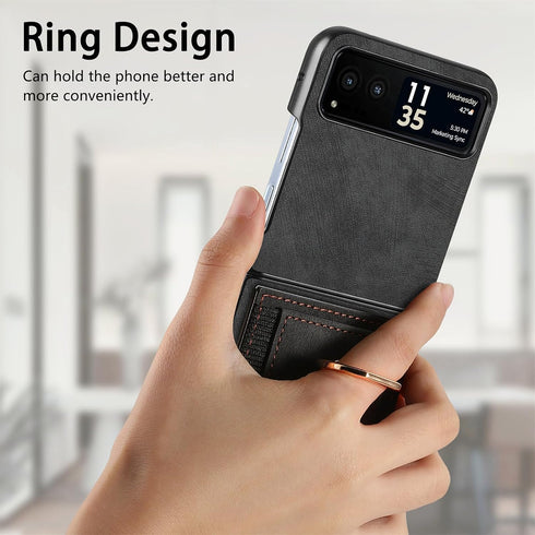 Asuwish Motorola Razr 2023 Case, Card Slot Magnetic Back Case with Ring Holder, Kickstand for Razr 40 Gen 3