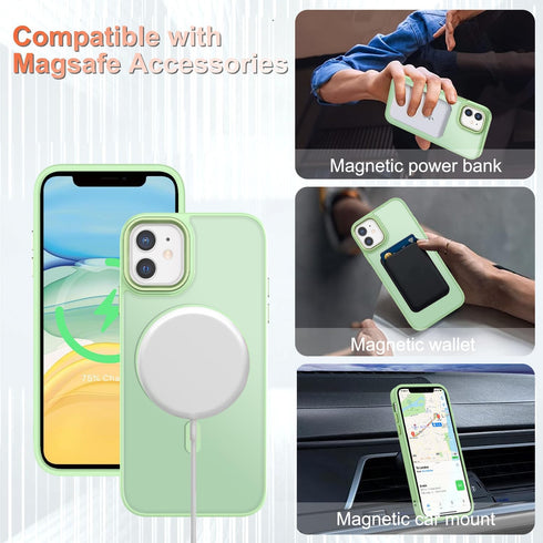 for iPhone 11 Case, Matte Magnetic Phone Case with 1 Screen Protector, Compatible with Magsafe, Translucent Frosted