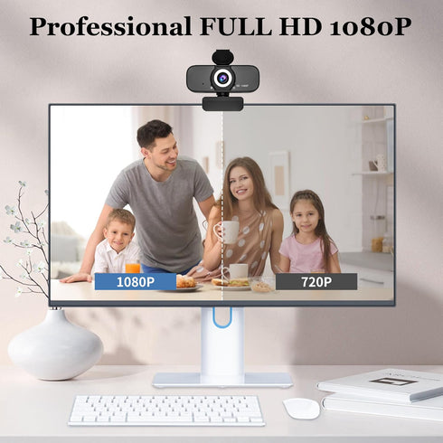 SZGIARUY 1080P Computer-Style1 Full HD Webcam with Built-in Microphone and Rotatable Tripod, Privacy Cover, for Desktop