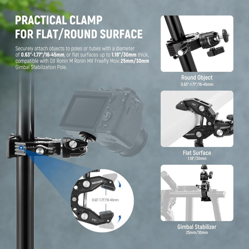 Neewer Super Clamp with Ballhead, Cold Shoe, Phone Holder, Action Camera Mount Adapter for GoPro DJI iPhone 15 Pro Max