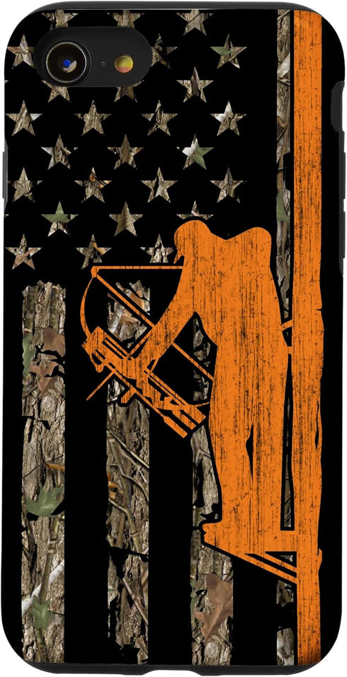 iPhone SE (2020) / 7 / 8 Bow Hunting Tree Stand Deer Hunter American Flag Camouflage Case